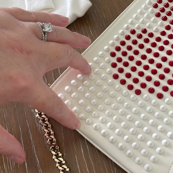 EUC Christian Louboutin LoubiPosh Valentines Spiked Clutch w/ chain,dust bag,box - Picture 16 of 17